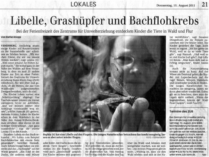 Zeitungsartikel Generalanzeiger, August 2011