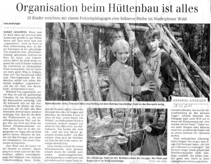 Zeitungsartikel Generalanzeiger, April 2011